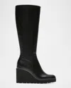 La Canadienne Goup Leather Wedge Tall Boots In Black