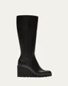 La Canadienne Goup Leather Wedge Tall Boots In Black
