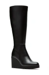 La Canadienne Goup Leather Wedge Tall Boots In Black Leather