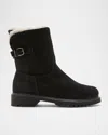 La Canadienne Hadley Shearling-lined Suede Boots In Black