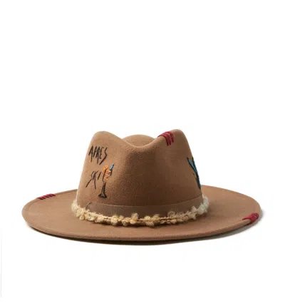La Canadienne Happi Wool Embroidered Hat In Camel