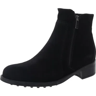 La Canadienne Hartley Womens Zipper Suede Ankle Boots In Black