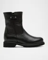 La Canadienne Hogan Shearling-lined Pebbled Leather Booties In Black