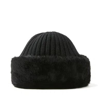 La Canadienne Hollie Eco Faux Fur Trim Hat In Black