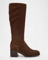 La Canadienne Jack Waterproof Suede Knee-high Boots In Animal Print