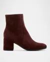 La Canadienne Joanie Suede Ankle Booties In Wine
