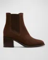 La Canadienne Joelle Suede Chelsea Ankle Booties In Brunette