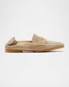 La Canadienne Kitson Suede Penny Loafers In Wheat