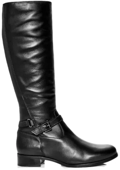 Pre-owned La Canadienne Knee High Boots Women Size 6.5 Sunday Black Leather Stacked Heel