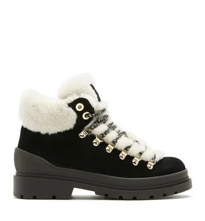 La Canadienne Laugh Shearling Lined Suede Bootie In Black