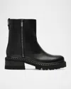 La Canadienne Leather Dual-zip Chunky Ankle Booties In Black