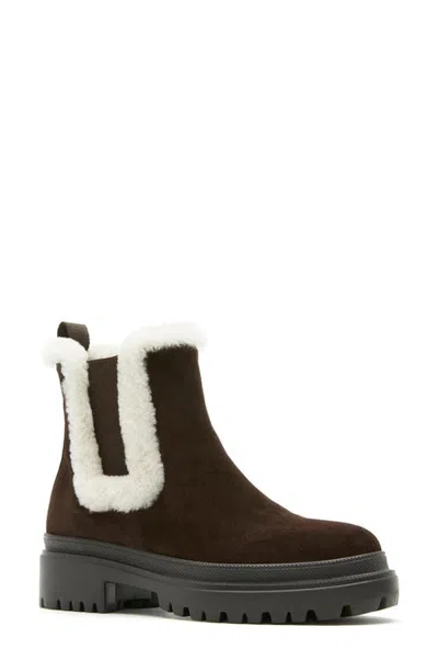La Canadienne Lioness Waterproof Chelsea Boot With Genuine Shearling Trim In Brown