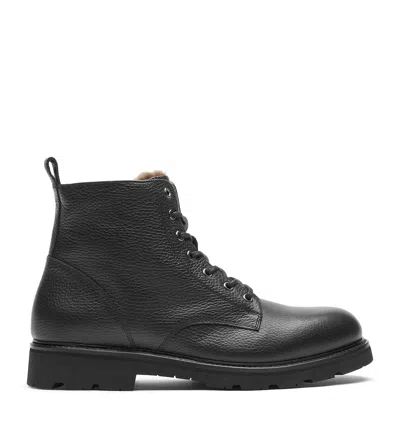 La Canadienne Lux Men's Shearling Lined Pebble Leather Boot In Black