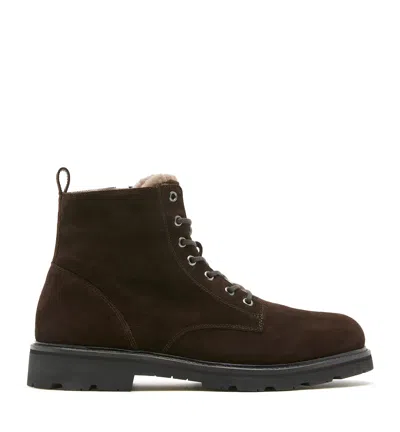 La Canadienne Lux Men's Shearling Lined Suede Boot In Brunette