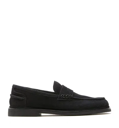 La Canadienne Magnetic Shearling Lined Suede Loafer In Black