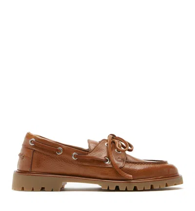 La Canadienne Majestique Leather Boat Shoe In Burgundy
