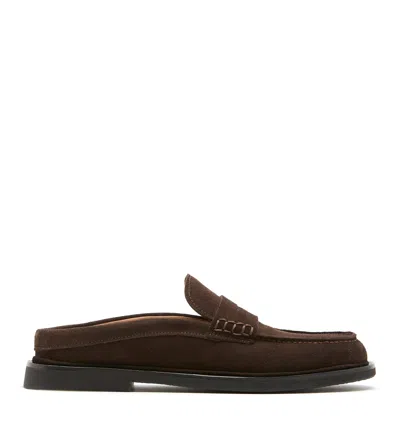 La Canadienne Malcam Shearling Lined Suede Mule In Brunette