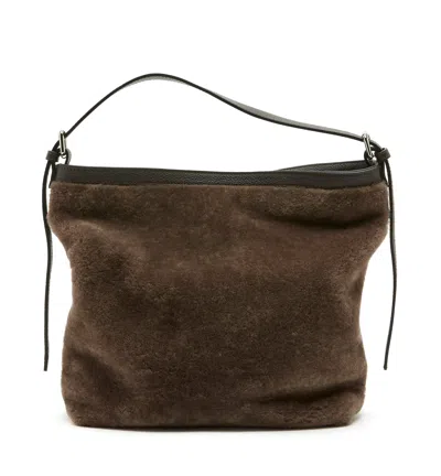La Canadienne Marris Shearling Tote In Taupe