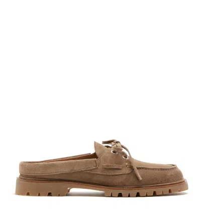 La Canadienne Mindful Shearling Lined Suede Mule In Toast