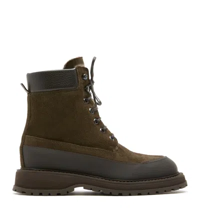 La Canadienne Montana Shearling Lined Suede Hiker Bootie In Military