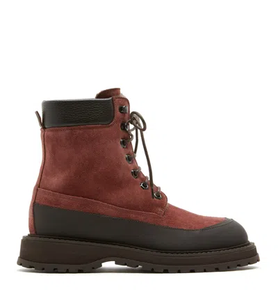 La Canadienne Montana Shearling Lined Suede Hiker Bootie In Wine