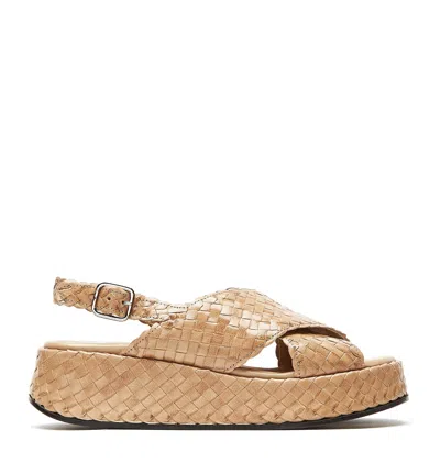 La Canadienne Pacifik Woven Leather Sandal In White
