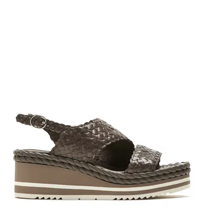 La Canadienne Paso Woven Leather Sandal In Grey