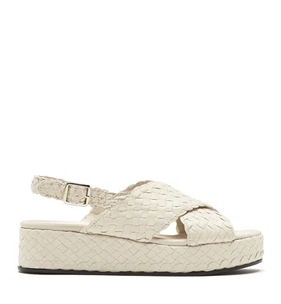 La Canadienne Passport Woven Leather Sandal In White