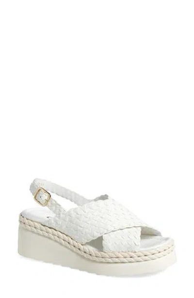 La Canadienne Patch Braided Wedge Sandal In White