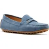 La Canadienne Pedale Penny Suede Driver Loafers In Jeans Suede