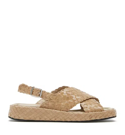 La Canadienne Pedra Woven Leather Sandal In Brown