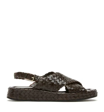 La Canadienne Pedra Woven Leather Sandal In Multi