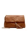 La Canadienne Petal Woven Leather Crossbody Bag In Brown