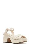 La Canadienne Pico Woven Leather Ankle-strap Platform Sandals In White Leather
