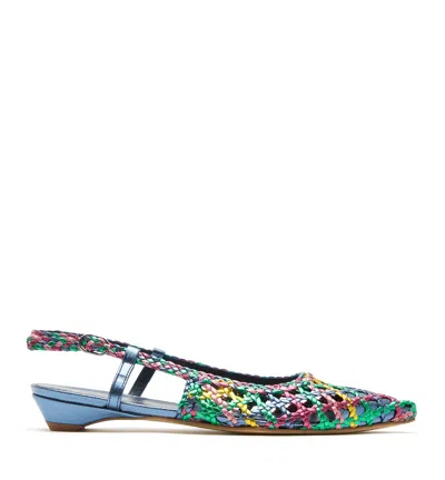 La Canadienne Plays Slingback Woven Leather Flat In Blue