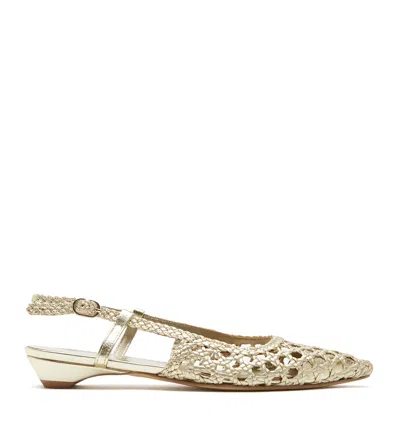 La Canadienne Plays Slingback Woven Leather Flat In Neutral