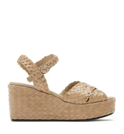 La Canadienne Priya Woven Leather Wedge Sandal In Brown