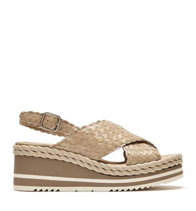 La Canadienne Propel Woven Leather Sandal In Taupe