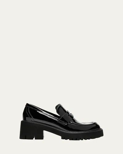 La Canadienne Readmid Patent Leather Penny Loafers In Black