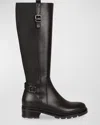 La Canadienne Saint Buckle Leather Knee-high Boots In Black