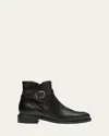 La Canadienne Sarah Leather Buckle Ankle Boots In Black