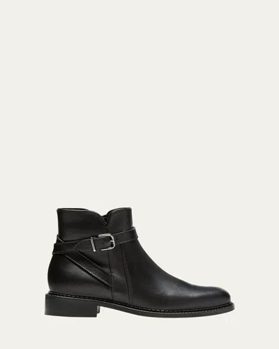 La Canadienne Sarah Leather Buckle Ankle Boots In Black