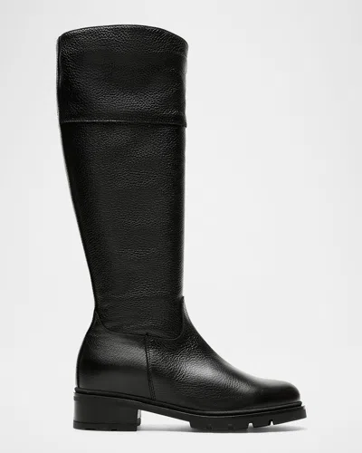 LA CANADIENNE SCOTTIE LEATHER LUG-SOLE KNEE-HIGH BOOTS