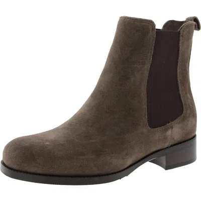 La Canadienne Siena Womens Mixed Media Suede Chelsea Boots In White