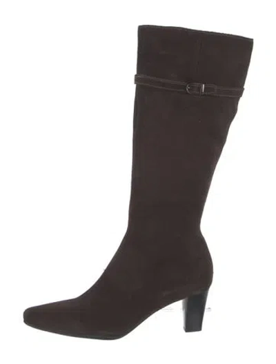 Pre-owned La Canadienne Suede Boots In Brown