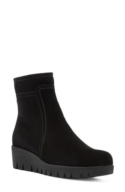 La Canadienne Tag Leather Wedge Bootie In Black Suede