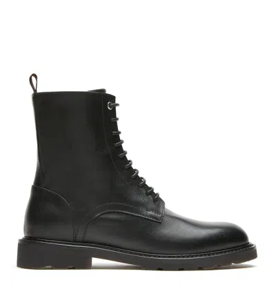 La Canadienne Tango Lace Up Leather Bootie In Black