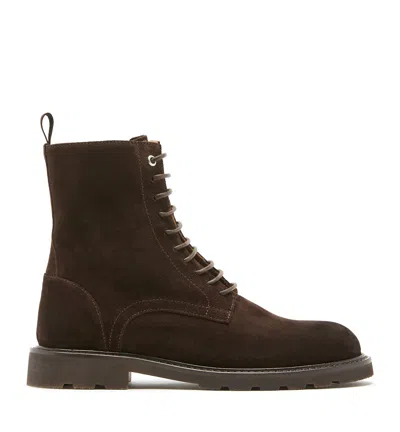 La Canadienne Tango Lace Up Suede Bootie In Brunette