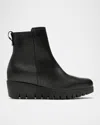 La Canadienne Teagan Leather Wedge Booties In Black