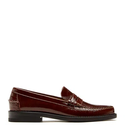 La Canadienne Tex Crushed Leather Loafer In Brown